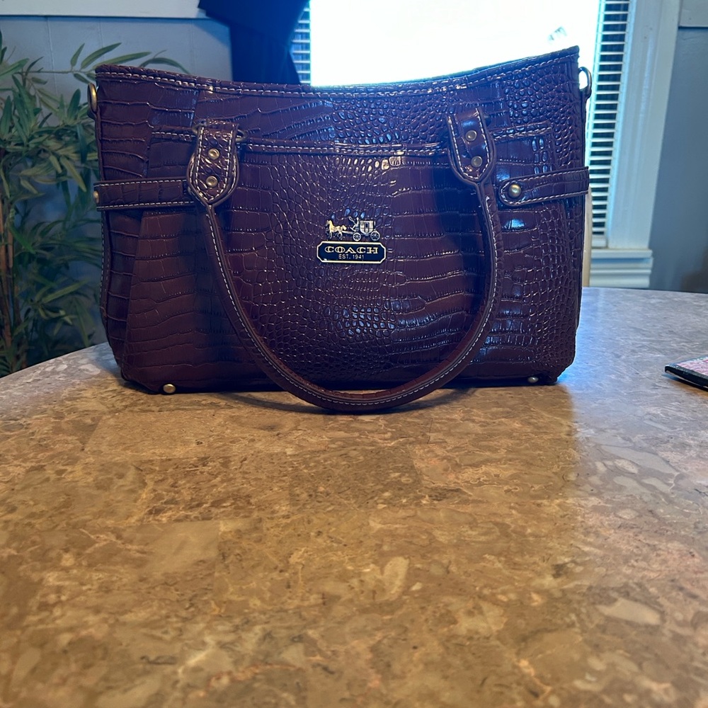 Coach Brown Crocodile Embossed Women's Bag